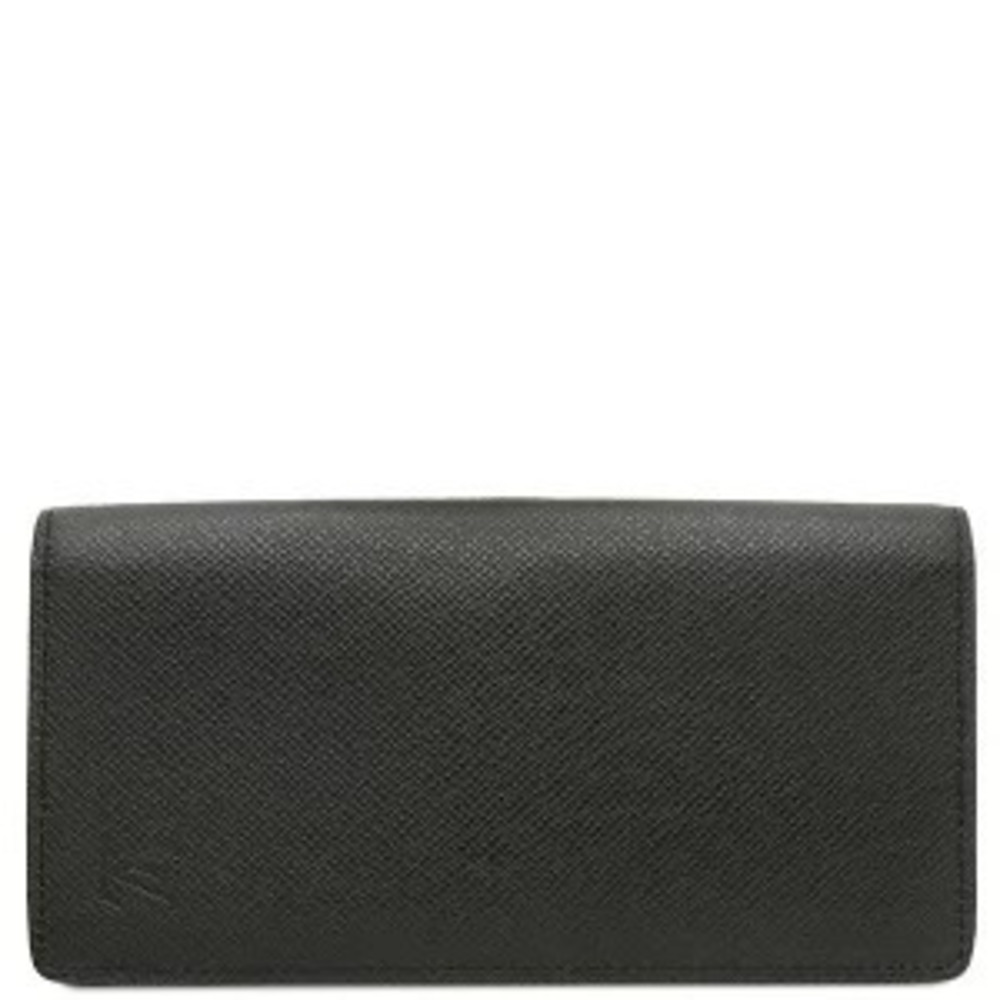 Louis Vuitton Portefeuille Brazza Taiga Leather Long Wallet Black Bi fold